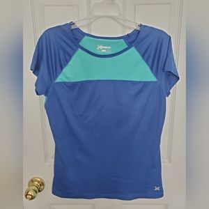 Xersio Women's Short Sleeve dark and light blue Sport Running Shirt